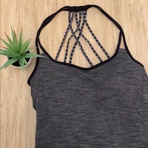 Lululemon tank with built in bra grey black 4